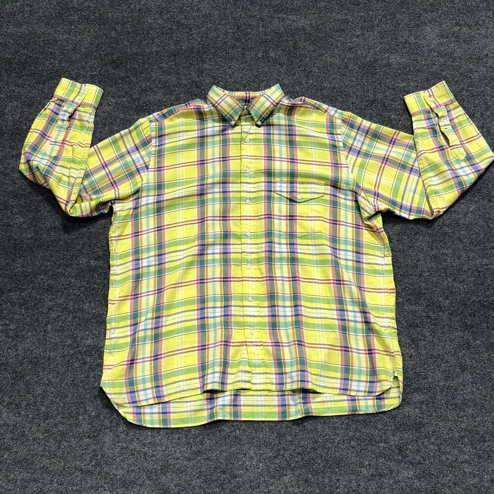 Ralph Lauren Shirt Mens 1XB Big Yellow Plaid Button Down Cotton Preppy Casual